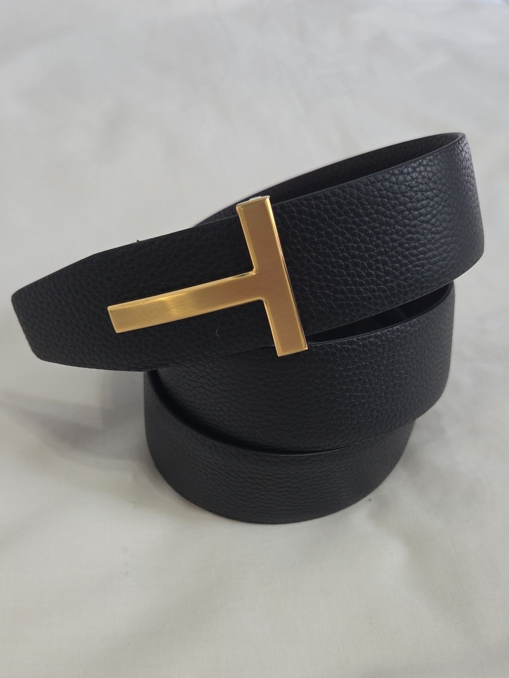 Tom Ford Reversible Brown Black Leather Belt Gold Buckle